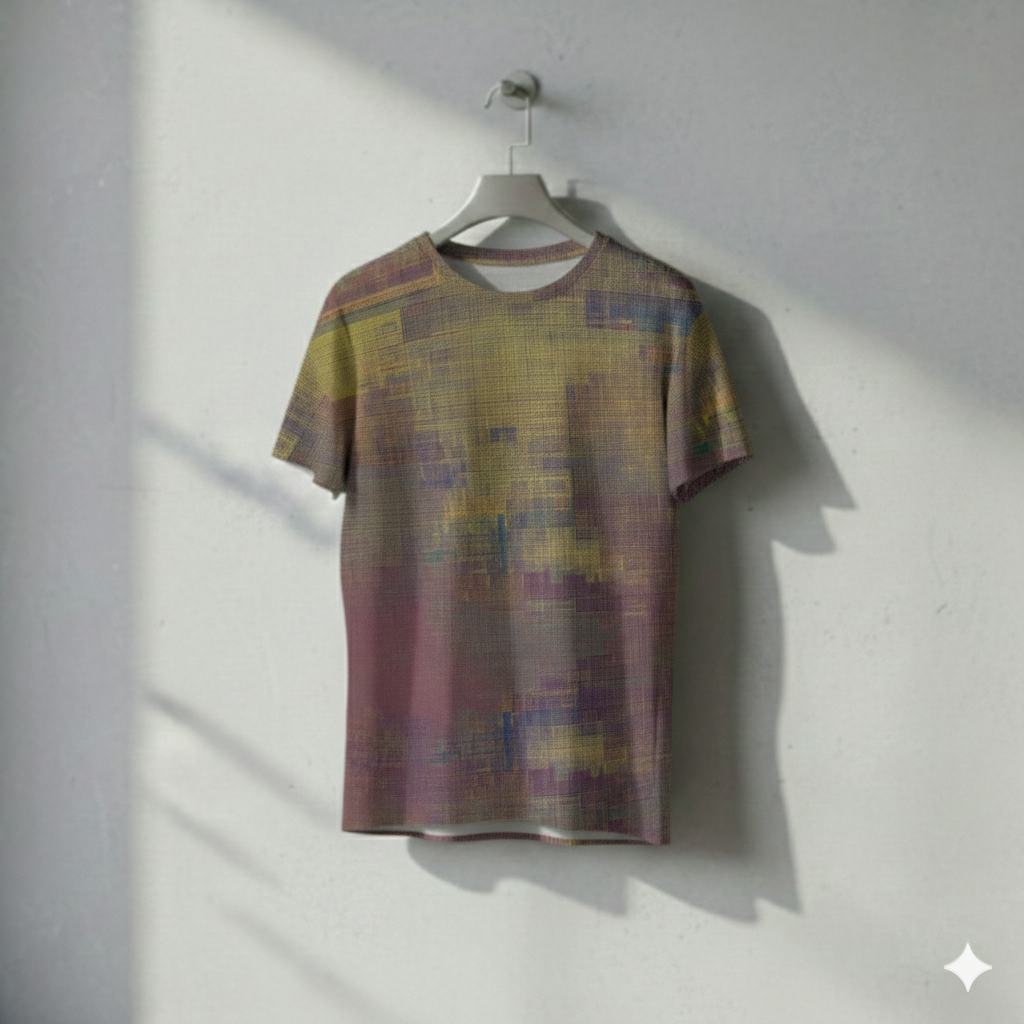 Men's Olive Purple Geometric Abstract Cotton T-Shirt