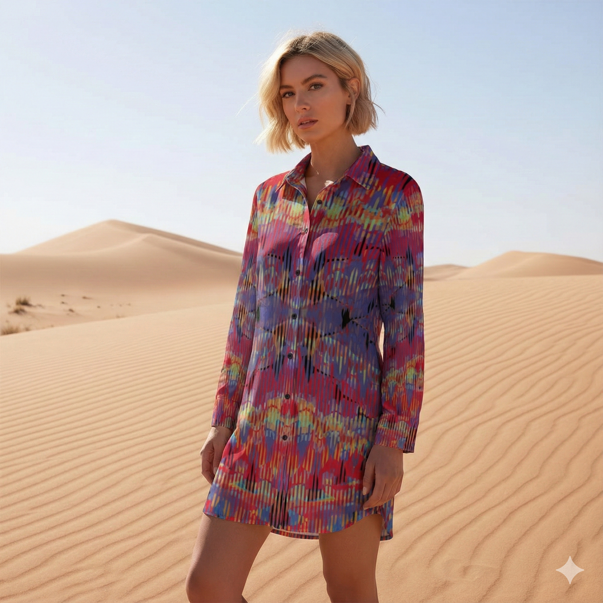 Women’s Mirage Shirt Dress – Custom-Designed Art Print Fashion
