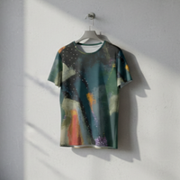 Men's Deep Teal Olive Green Abstract Cotton T shirt