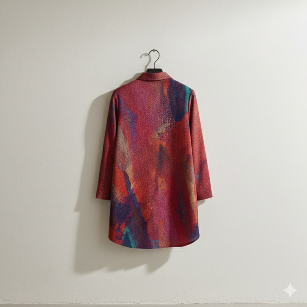 Women’s Crimson Shirt Dress – Custom-Designed Art Print Fashion