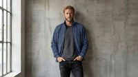 Men's Navy Cyan Digital Texture Stand Collar Jacket