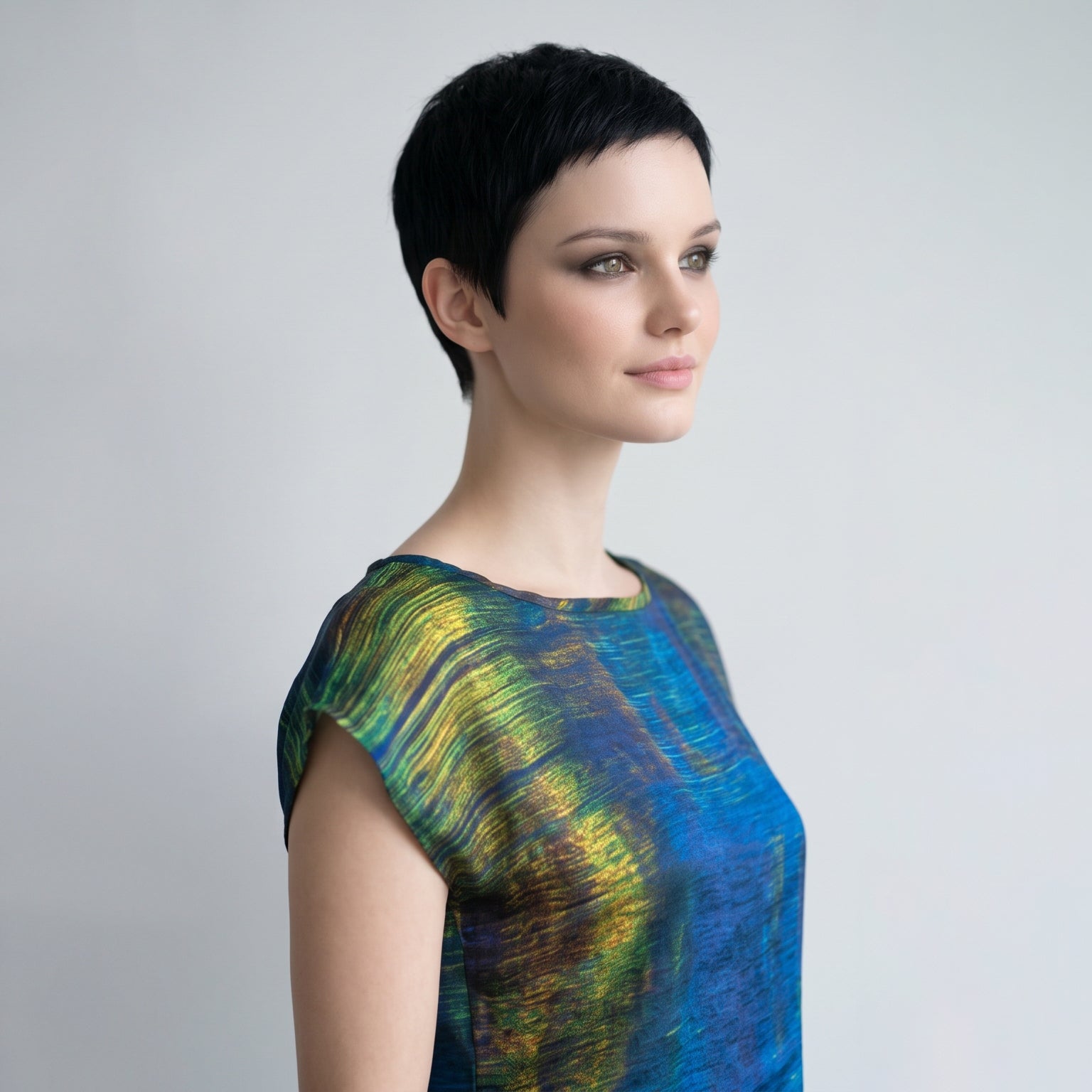 Women's Abstract Print Viscose Chiffon Top – Lightweight Artistic Cap Sleeve Blouse