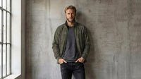 Men's Olive Abstract Grid Stand Collar Jacket