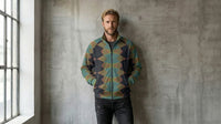 Men's Teal Geometric Harlequin Stand Collar Jacket