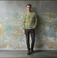 Men's Lime Green Geometric Pattern Thicken Sweater