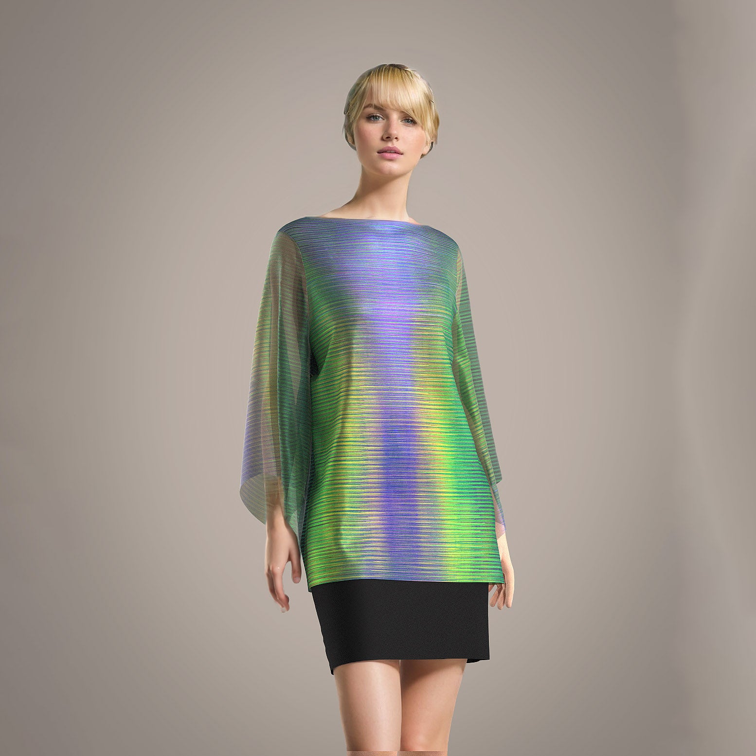 Fluid Gradient Print | Green, Yellow, and Purple with Motion