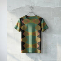 Men's Olive Green Dusty Teal Geometric Diamond Cotton  T shirt