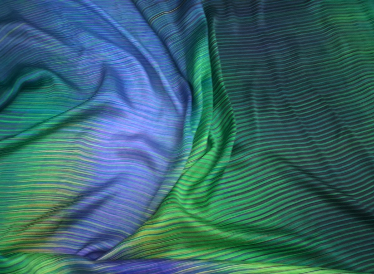 GREEN CASCADE ON BEMBERG MODAL SATIN