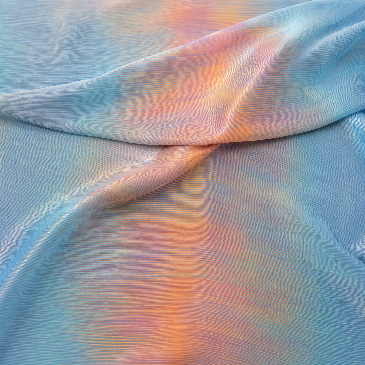 FINE LINES ON AQUA on Crinkled Viscose Crepe