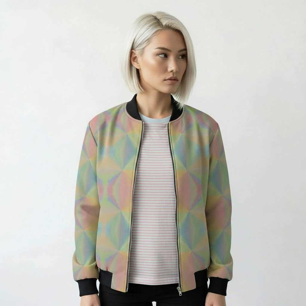 Women's Yellow Sky-Blue Pastel Radiance Ladies Bomber Jacket