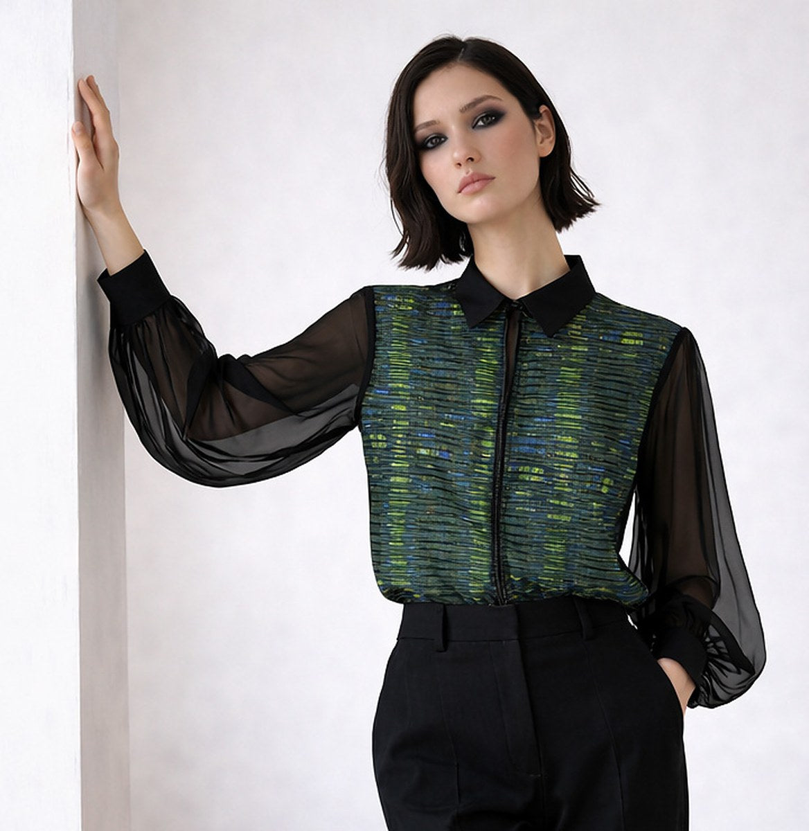 Aurora Signals on Crinkled Viscose Crepe
