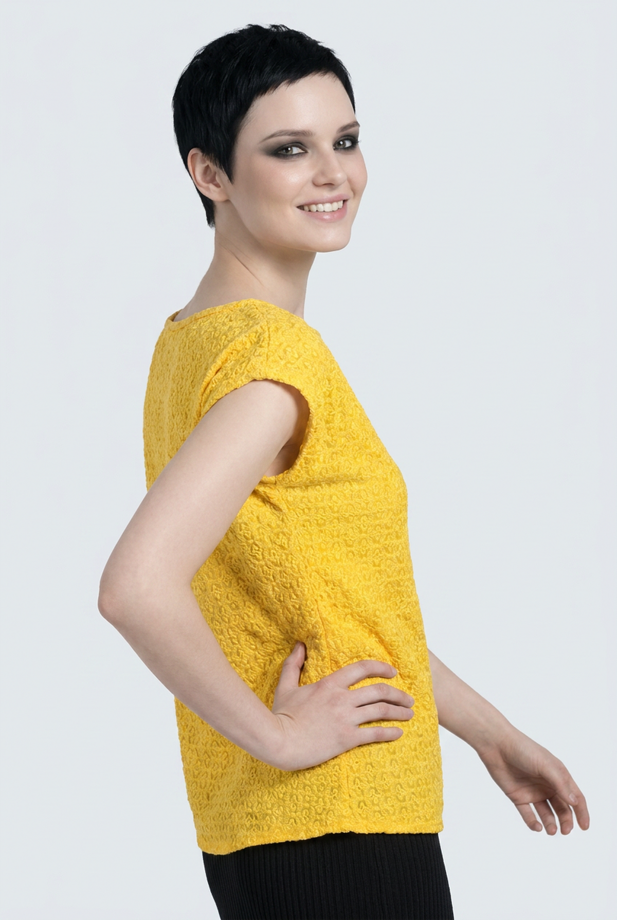 Yellow Schiffli Embroidered Rayon Top for Women | Sequin Cap Sleeve Blouse | Lightweight Summer Casual Top