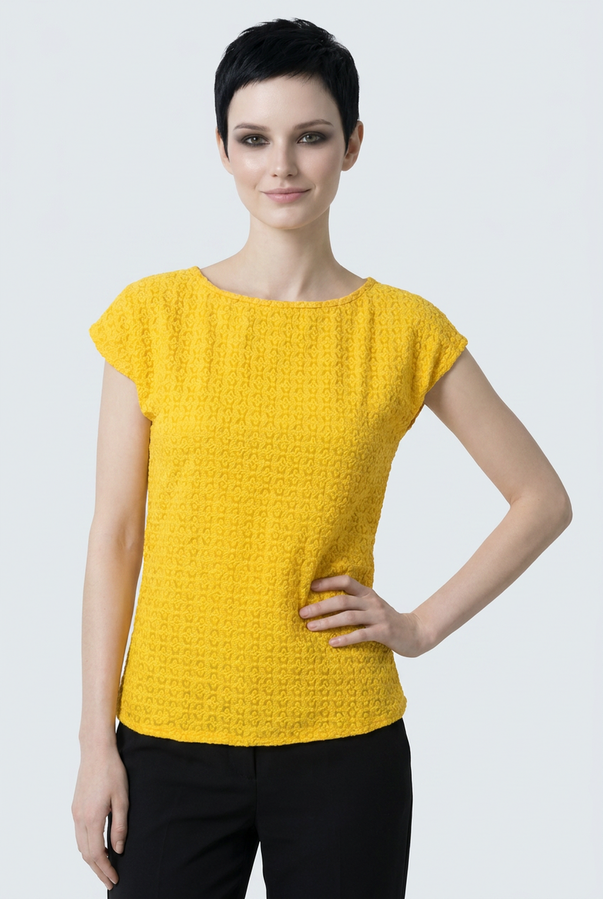 Yellow Schiffli Embroidered Rayon Top for Women | Sequin Cap Sleeve Blouse | Lightweight Summer Casual Top