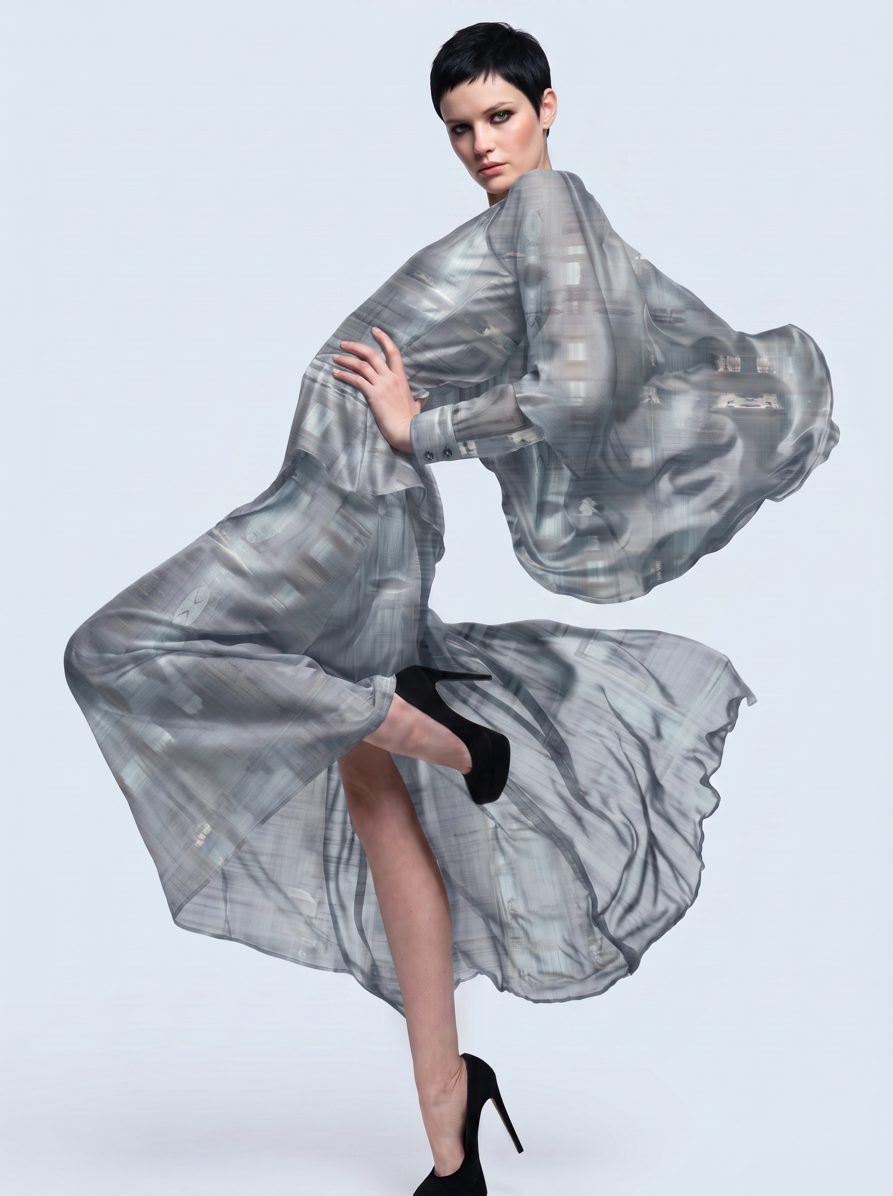 Custom Modal satin Fabric by the Yard | Digital Printed Modal satin Dress Fabric | Abstract Grey Plaid Print