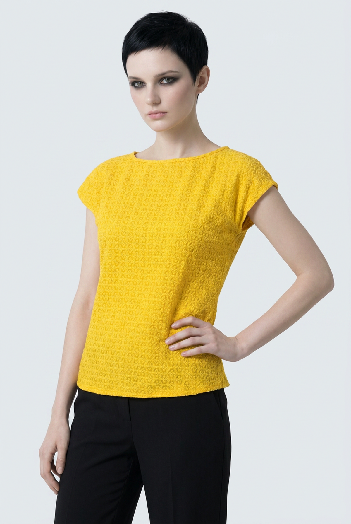 Yellow Schiffli Embroidered Rayon Top for Women | Sequin Cap Sleeve Blouse | Lightweight Summer Casual Top