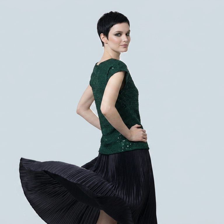 Dark Green Schiffli Embroidered Rayon Top for Women | Sequin Cap Sleeve Blouse | Lightweight Summer Casual Top