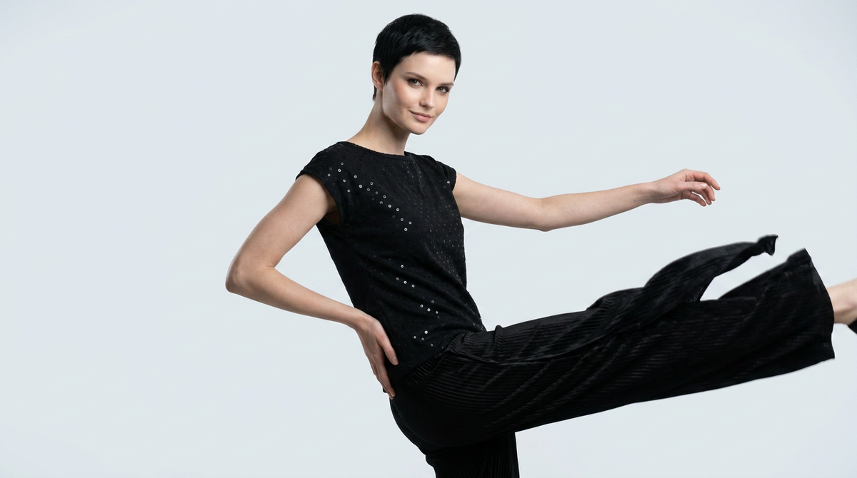 Black Schiffli Embroidered Rayon Top for Women | Sequin Cap Sleeve Blouse | Lightweight Summer Casual Top