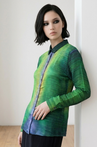 Women's Viscose Silk Art Shirt | Morphosis Abstract Print Button Up Blouse | Long Sleeve Statement Shirt | Gift for Art Lover