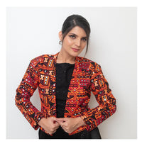 Supercool faux mirror work Banjara jacket in red