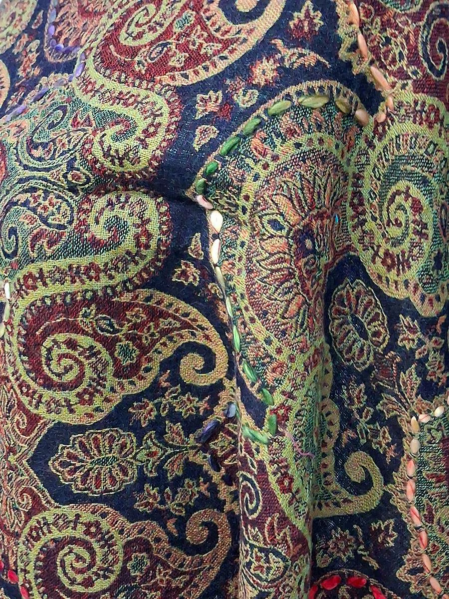 Bohemian Tapestry Shawl with Detailed Textured Pattern