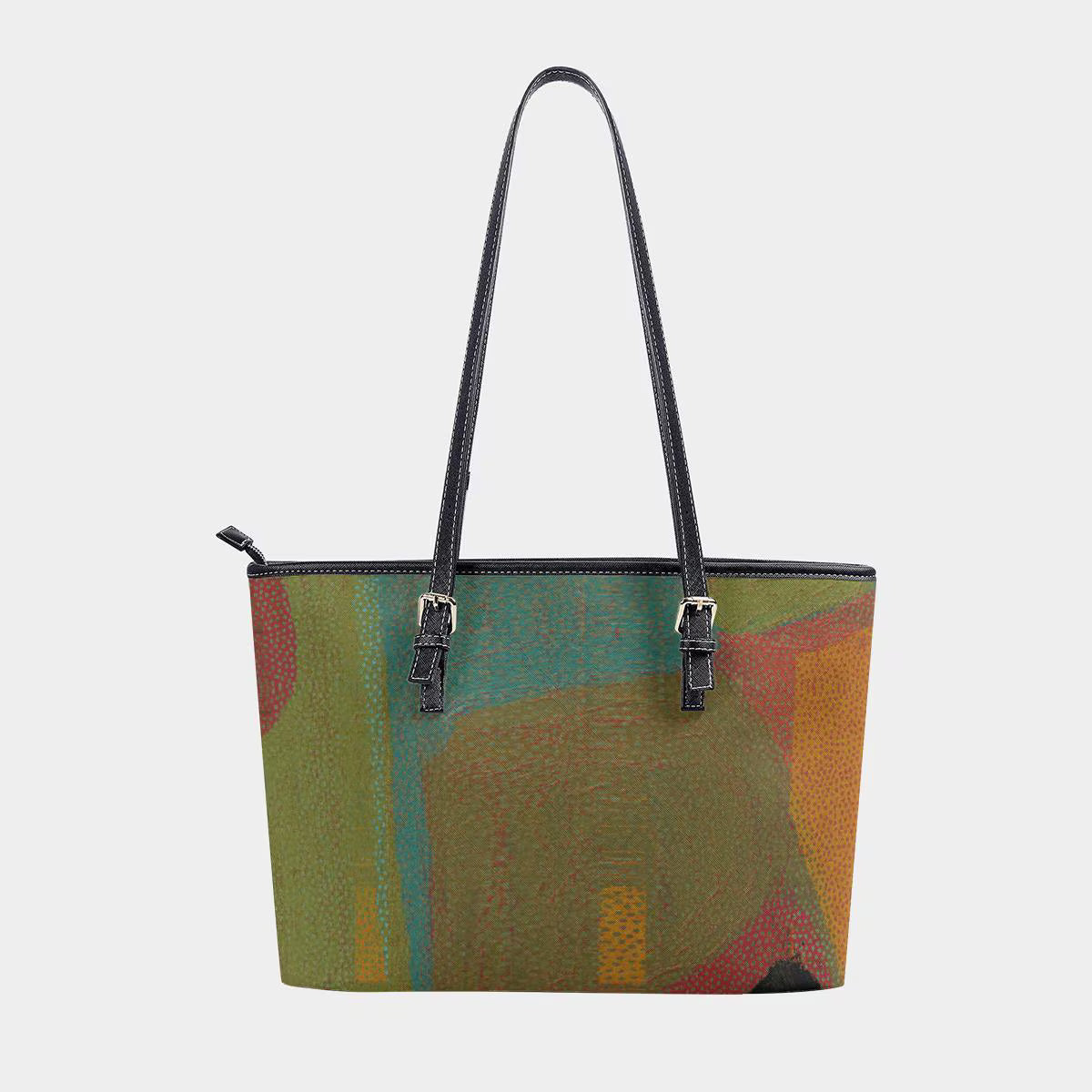 Women's Green Orange Textured Abstract Design Tote Bag