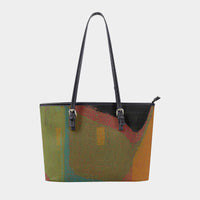 Women's Green Orange Textured Abstract Design Tote Bag