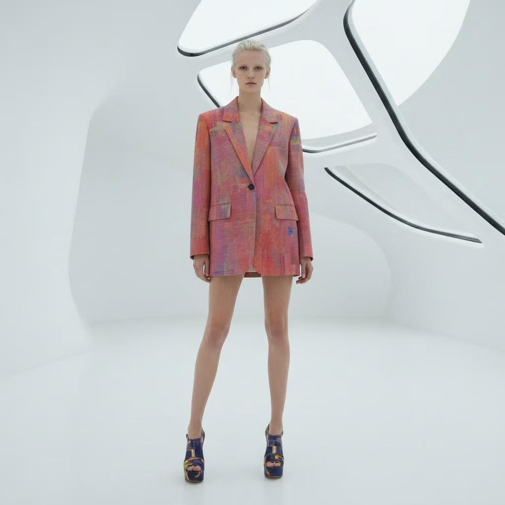 Aurora spectrum All-Over Print Women's Leisure Blazer | 245GSM Cotton