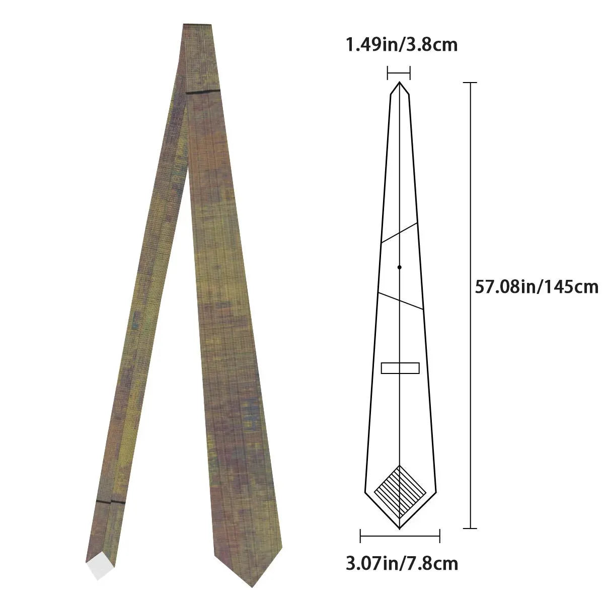 Brown Green Textured Unisex Tie