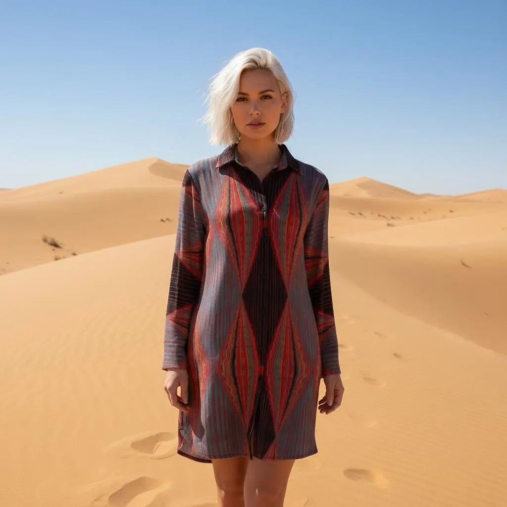 Women’s Black Diamond Shirt Dress – Custom-Designed Art Print