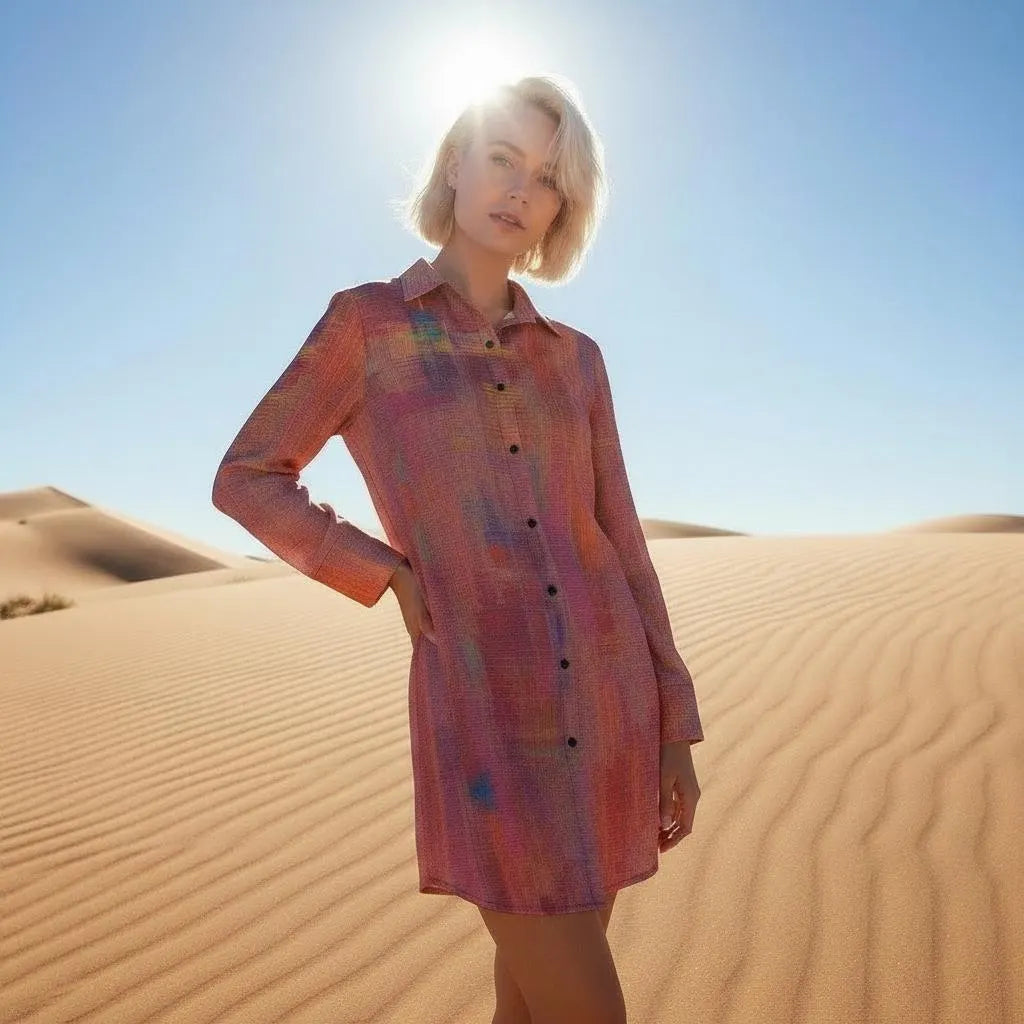 Women's Coral Dress Shirt – Custom-Designed Art Print