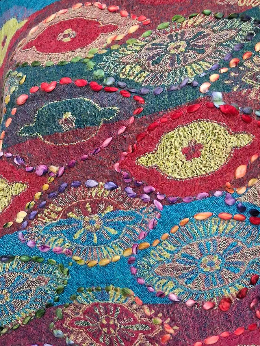Vibrant Embellished Shawl Sequin Embroidered Scarf Bohemian Designer Wrap