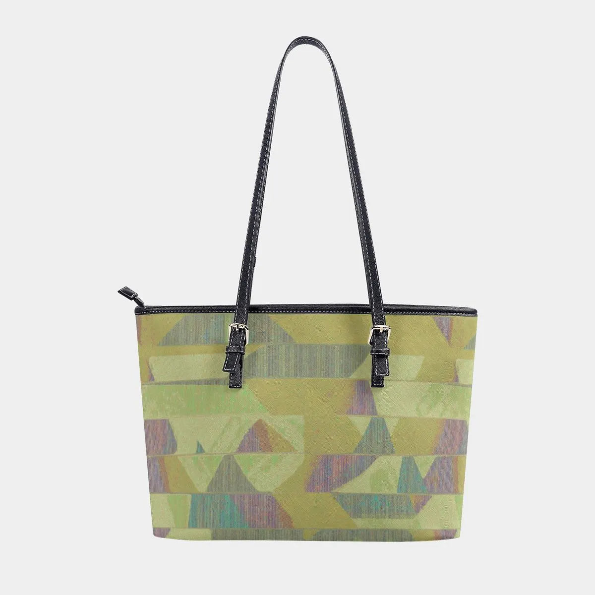 Women's Yellow Green Abstract Textured Geometric Pattern Tote Bag