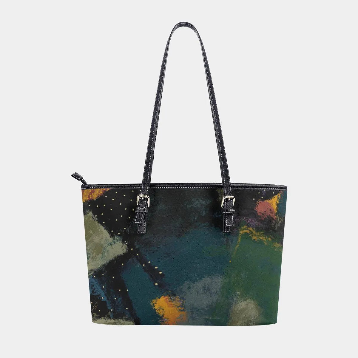 Women's Dark Green Black Abstract Canvas Art Tote Bag