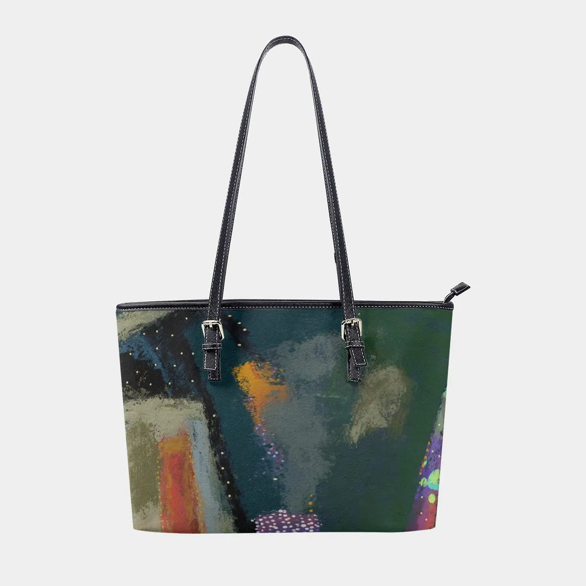 Women's Dark Green Black Abstract Canvas Art Tote Bag