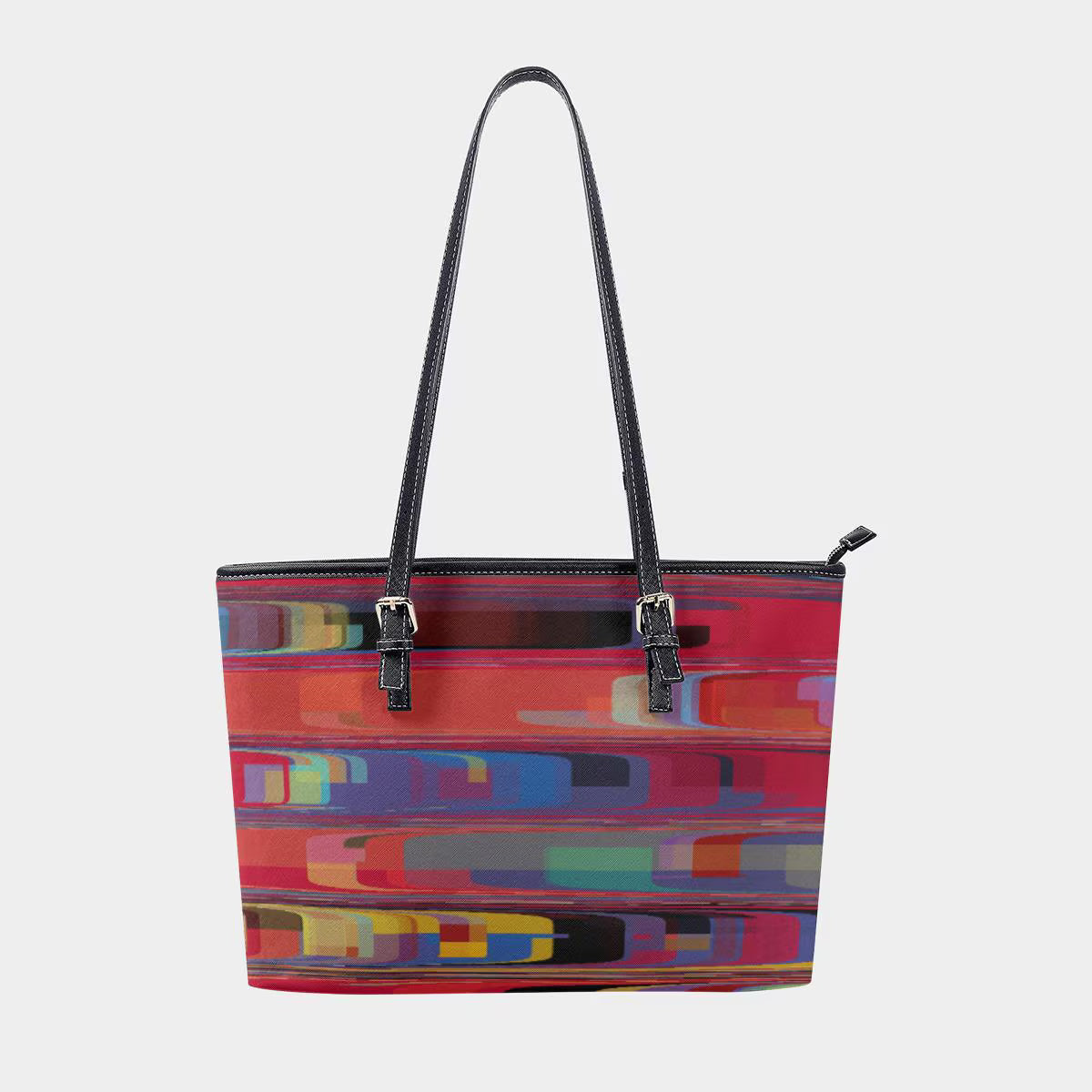 Women's Dark Red Blue Abstract Stripe Texture Tote Bag