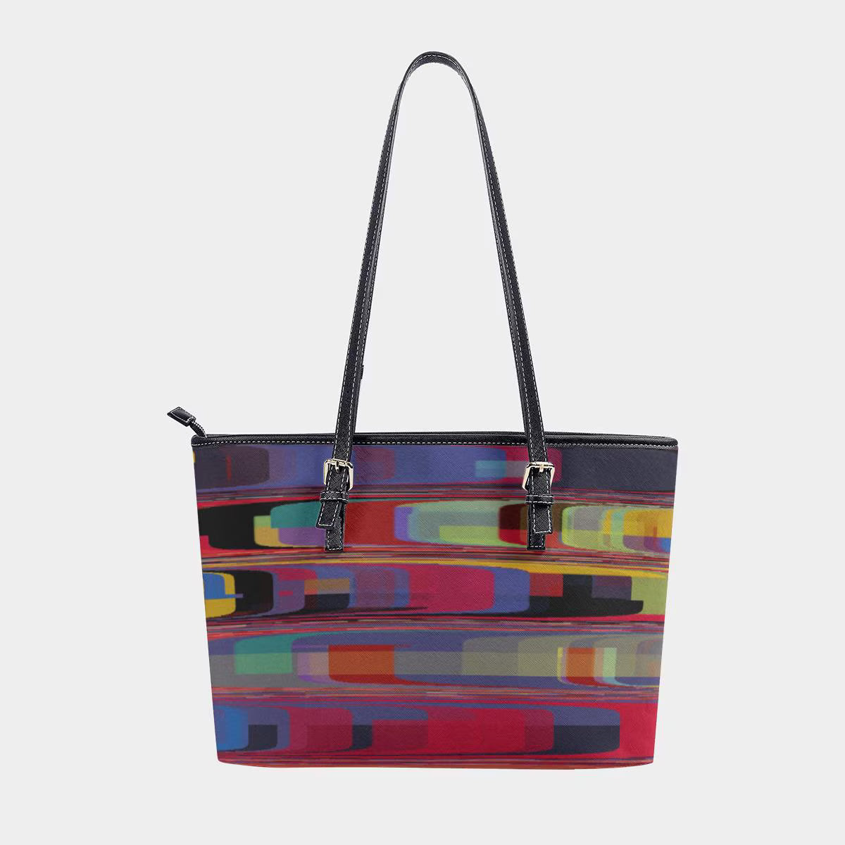 Women's Dark Red Blue Abstract Stripe Texture Tote Bag