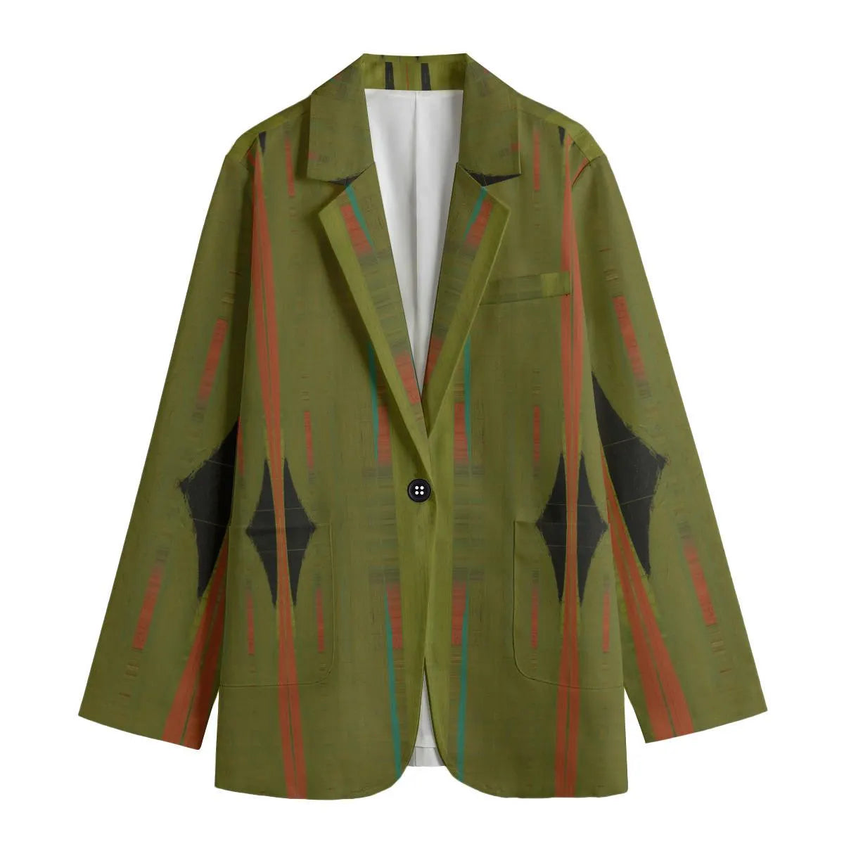 Olive Horizon All-Over Print Women's Leisure Blazer | 245GSM Cotton