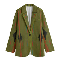 Olive Horizon All-Over Print Women's Leisure Blazer | 245GSM Cotton