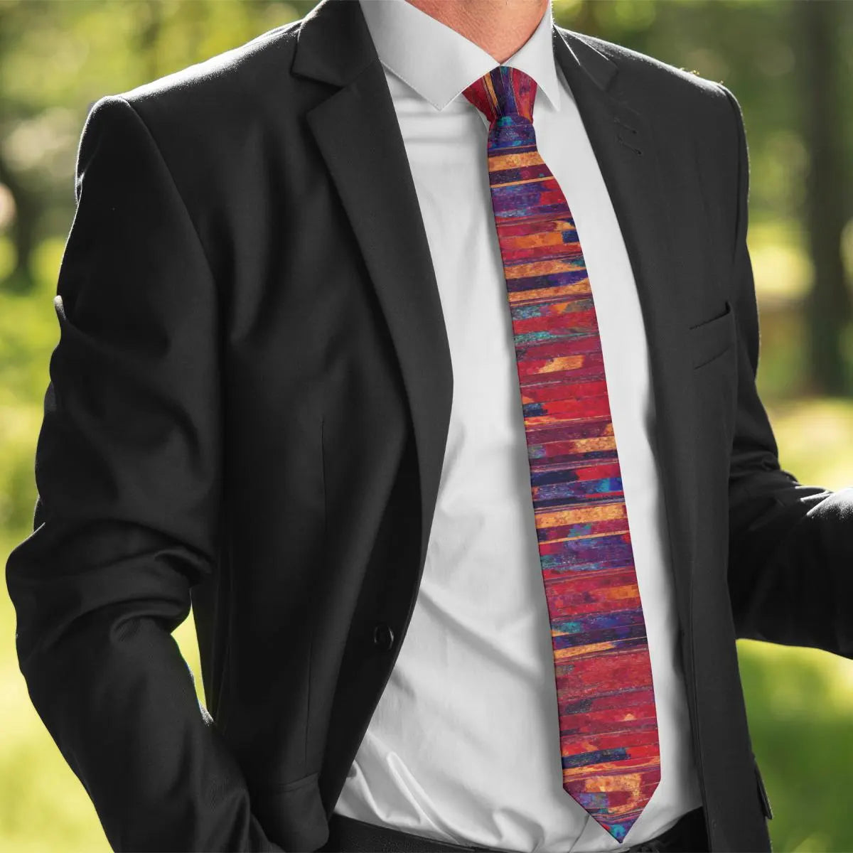 Red Blue Crimson Strokes Unisex Tie