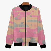 228. Women's Blush Strata Abstract Bomber Jacket