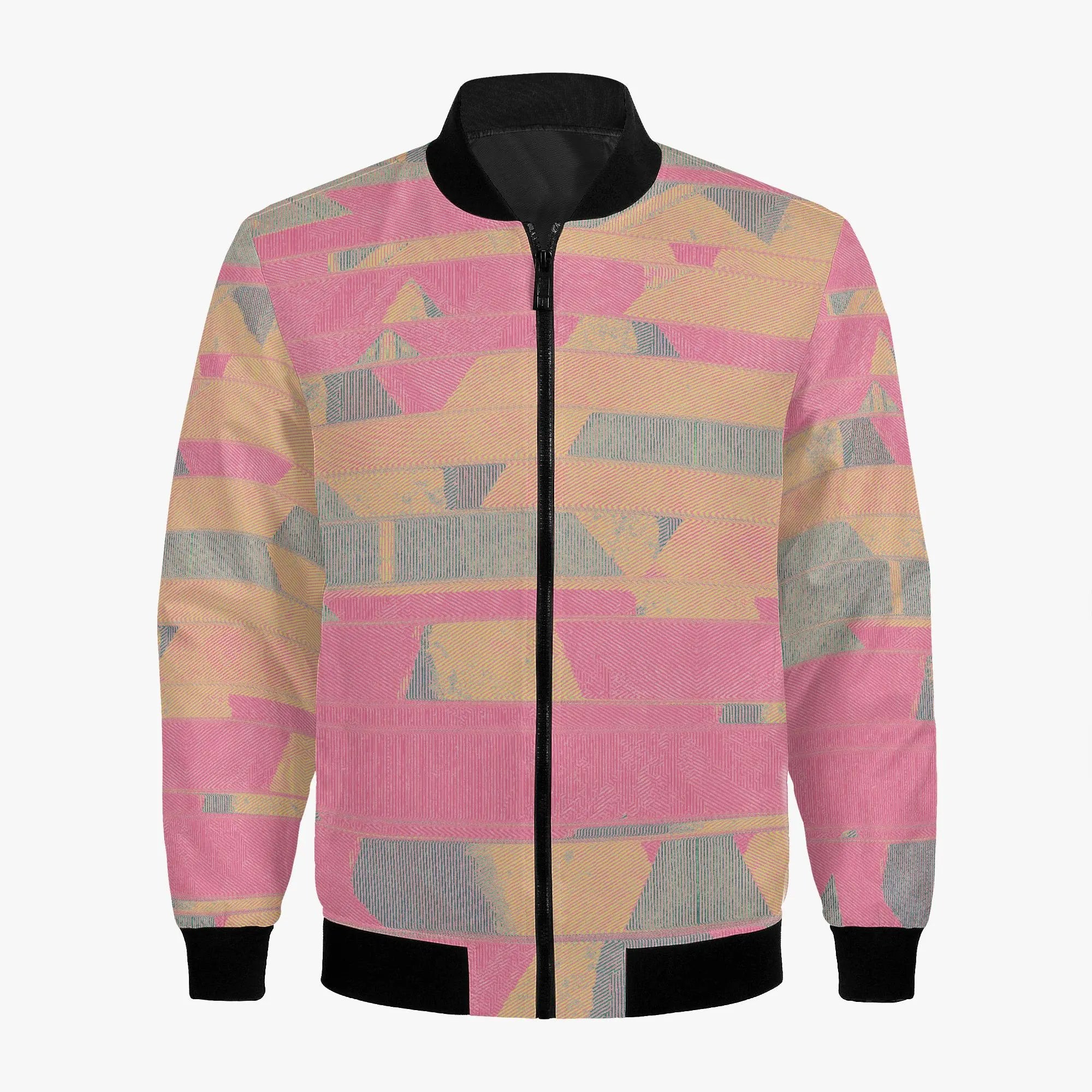 228. Women's Blush Strata Abstract Bomber Jacket