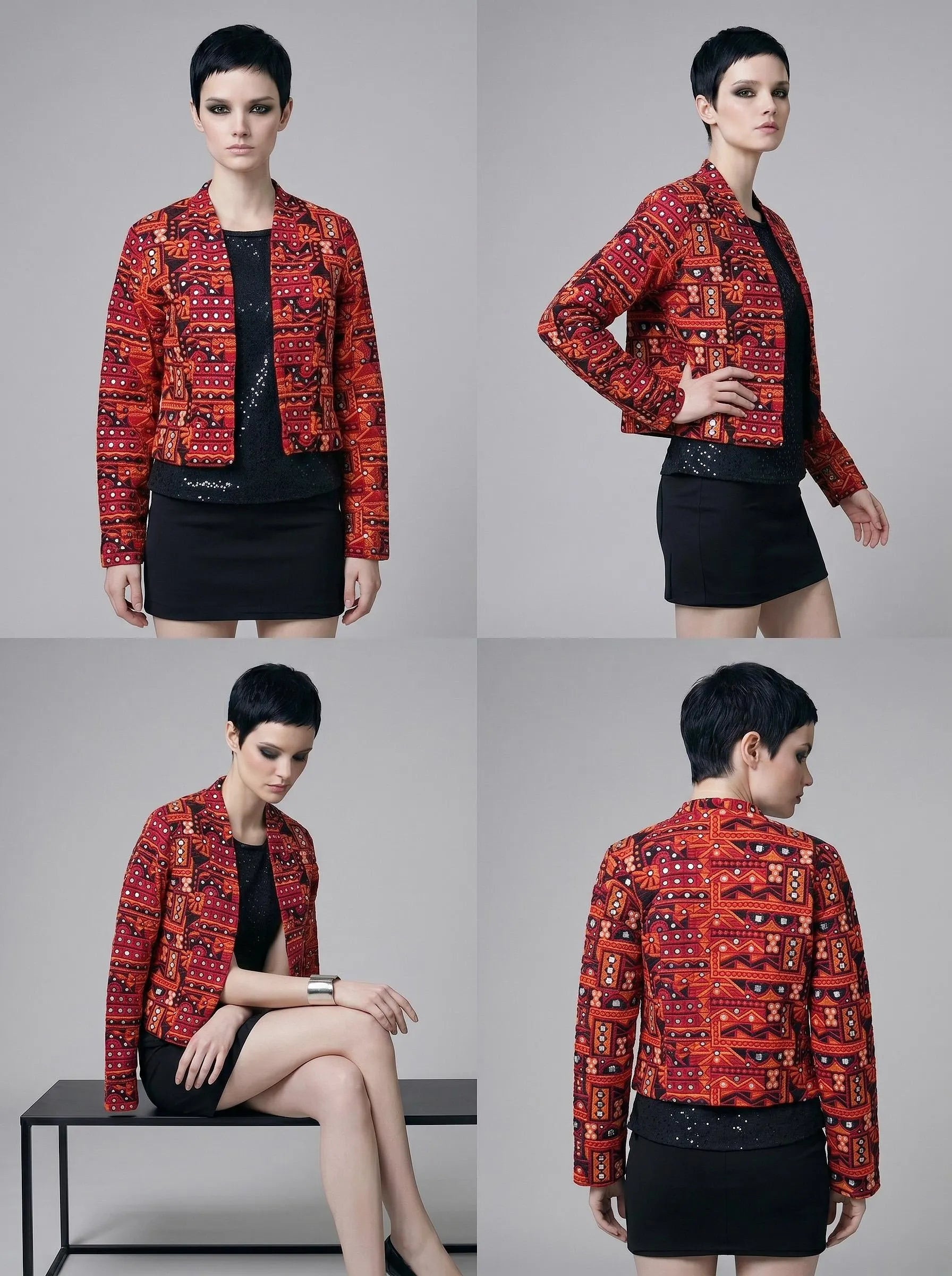 Kutch Mirror Work Jacket | Hand Embroidered Banjara Boho Jacket | Indian Ethnic Cropped Blazer | Festive Wear Coat