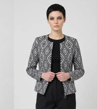 Diamond Weave Cotton Jacket Women | Textured Open Front Blazer | Neutral Casual Workwear Coat | Handloom Style Ethnic Blazer