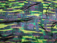 Modal Satin Fabric by the Yard | Digital Printed Modal Satin Dress Fabric | Neon Forest Print