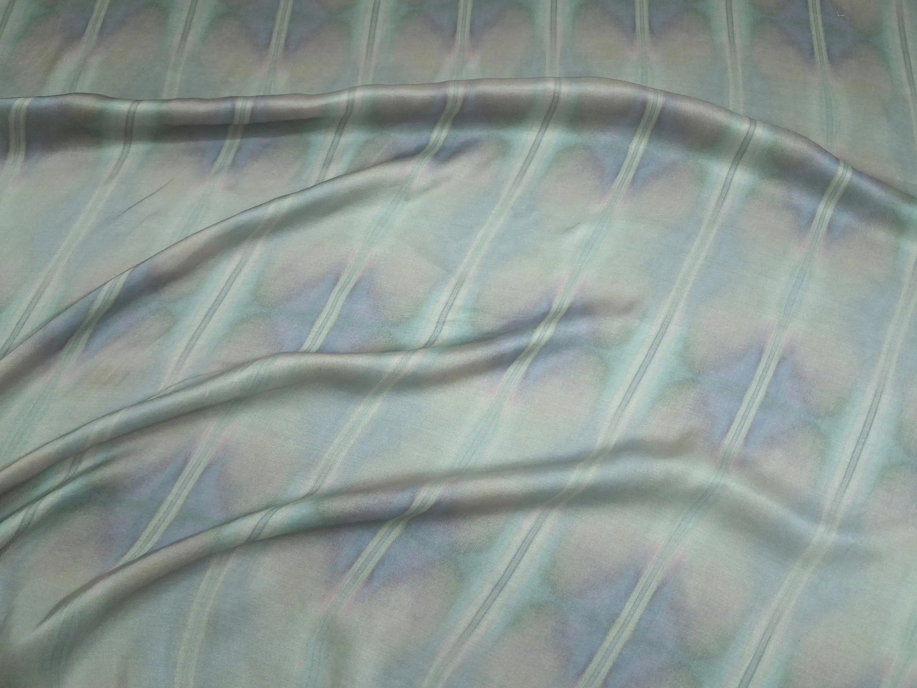 Modal Satin Fabric by the Yard | Digital Printed Modal Satin Dress Fabric | Sea Stripes Print