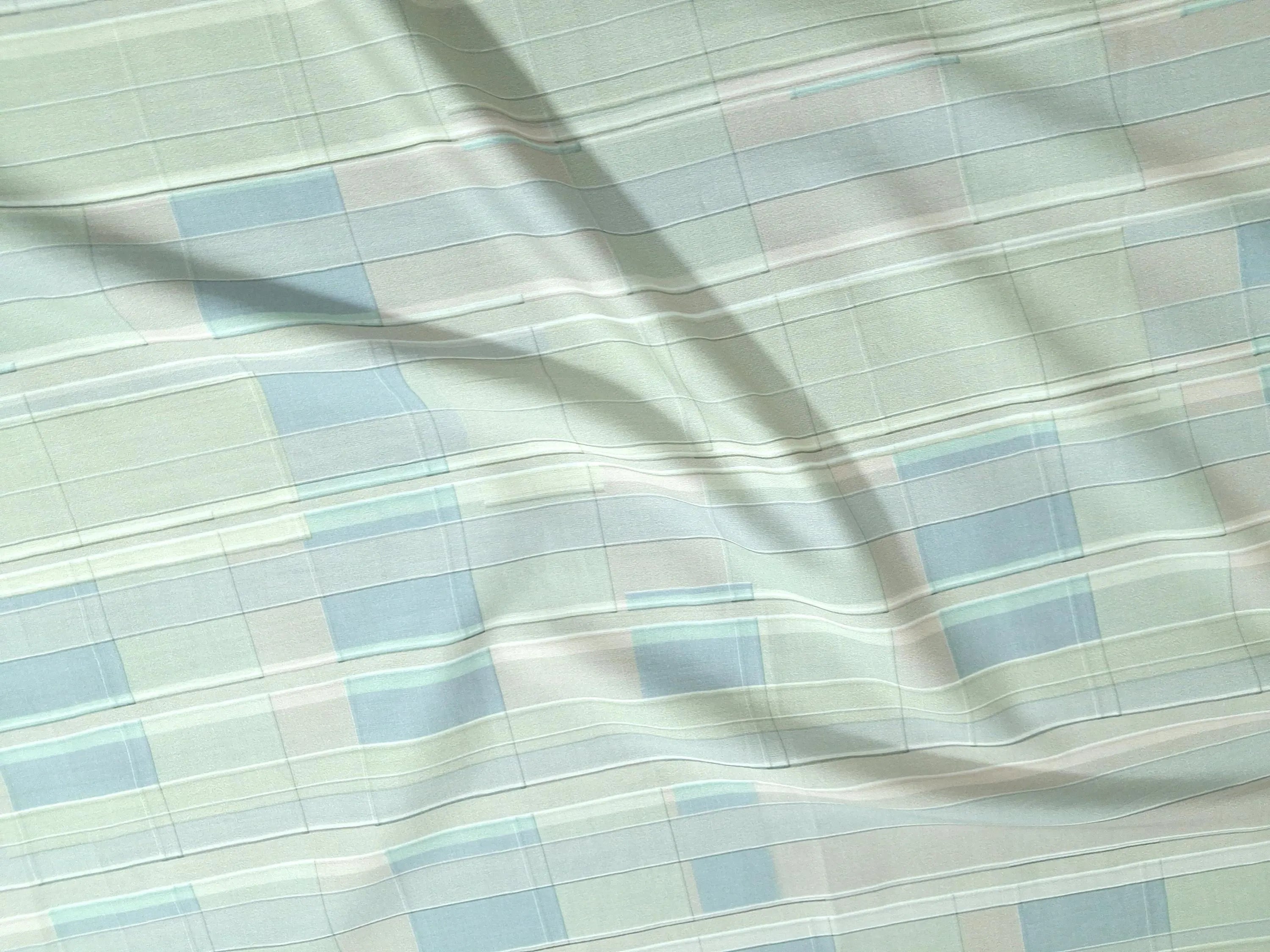 Cotton Sateen Fabric by the Yard | Digital Printed Cotton Sateen Dress Fabric | Cloud Plaid Print