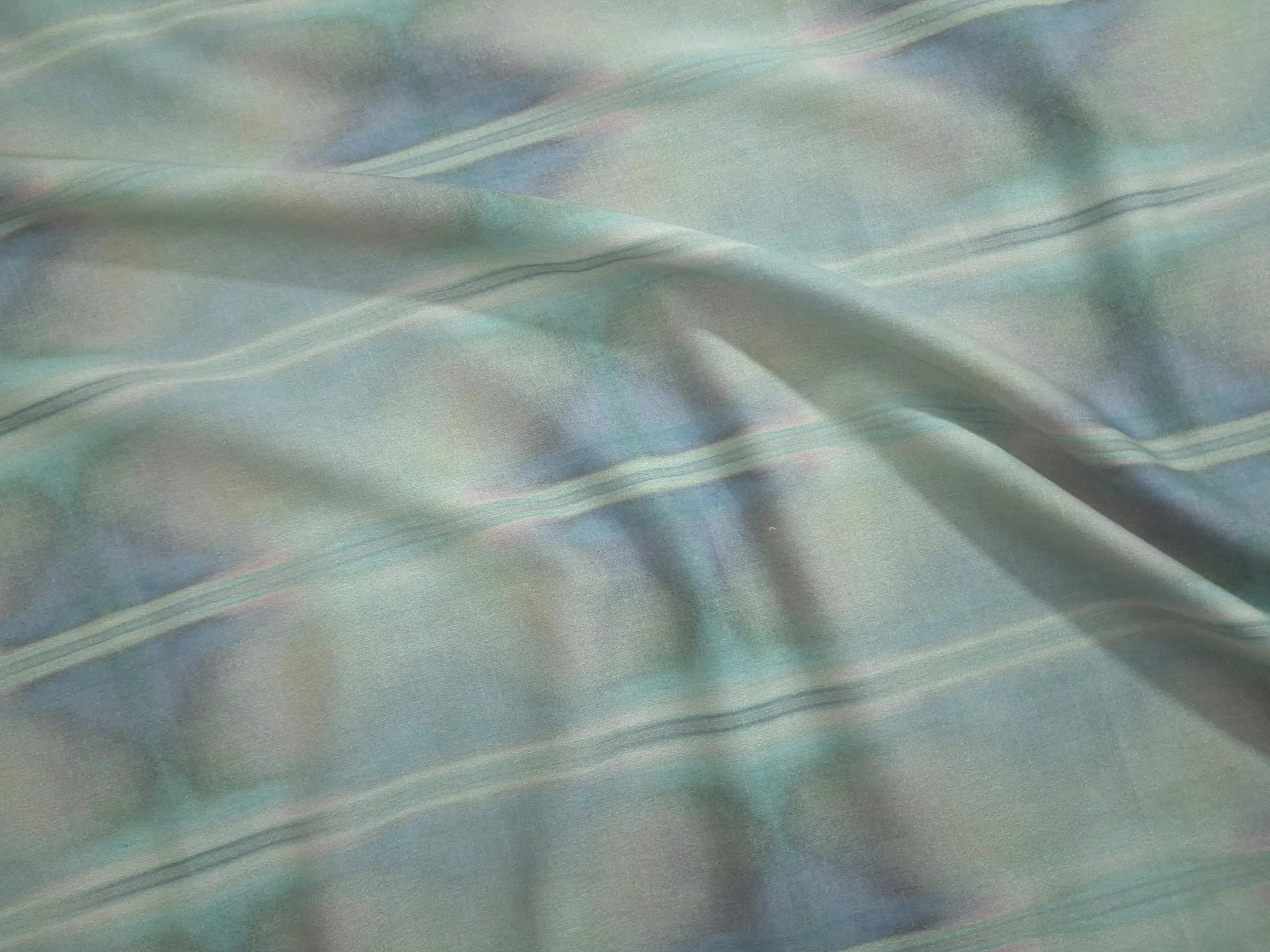 Cotton Sateen Fabric by the Yard | Digital Printed Cotton Sateen Dress Fabric | Sea Stripes Print