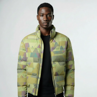 Men's Lemonade Green Geomozaic Puffer Jacket