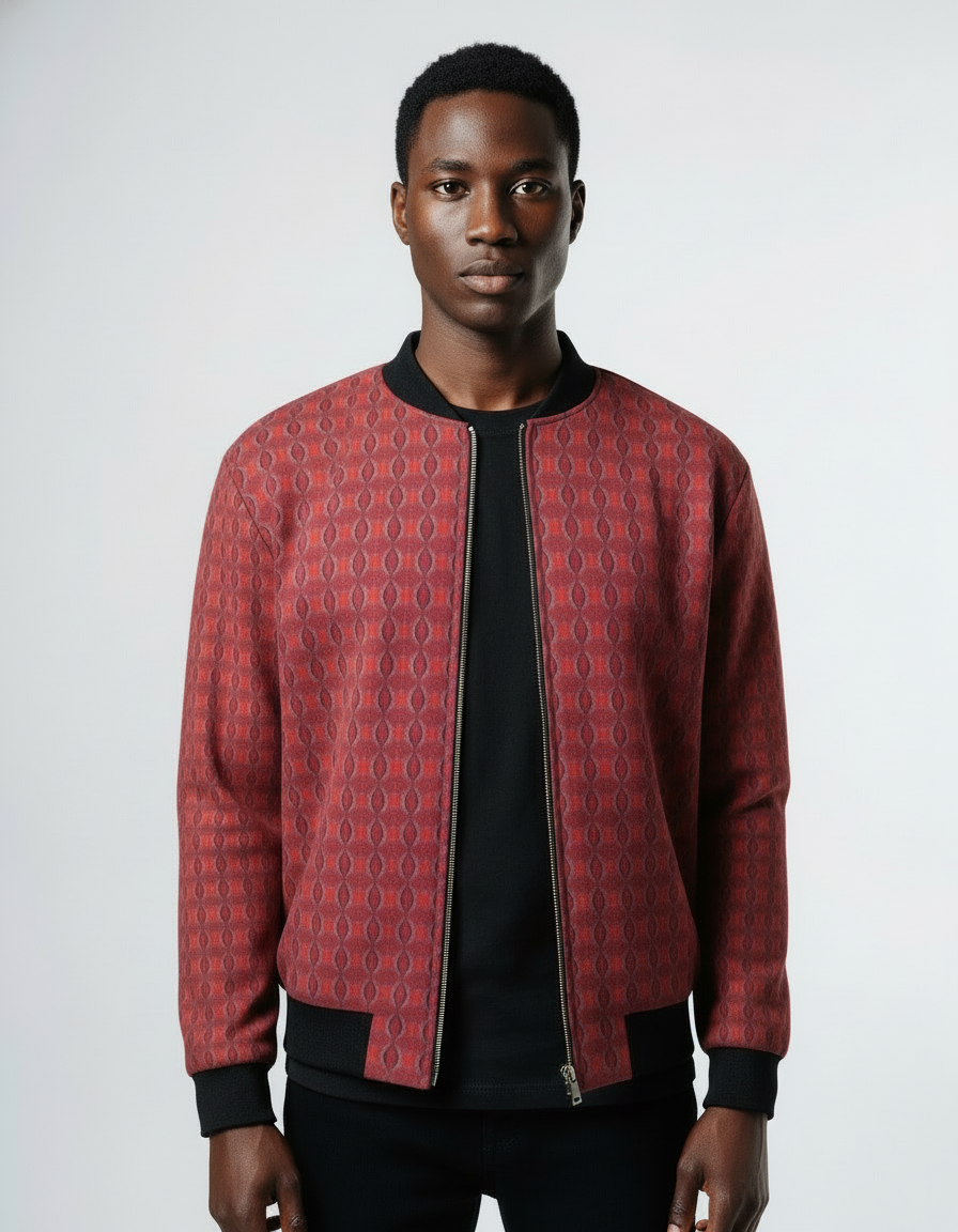 Men's Red knight Textured Bomber Jacket
